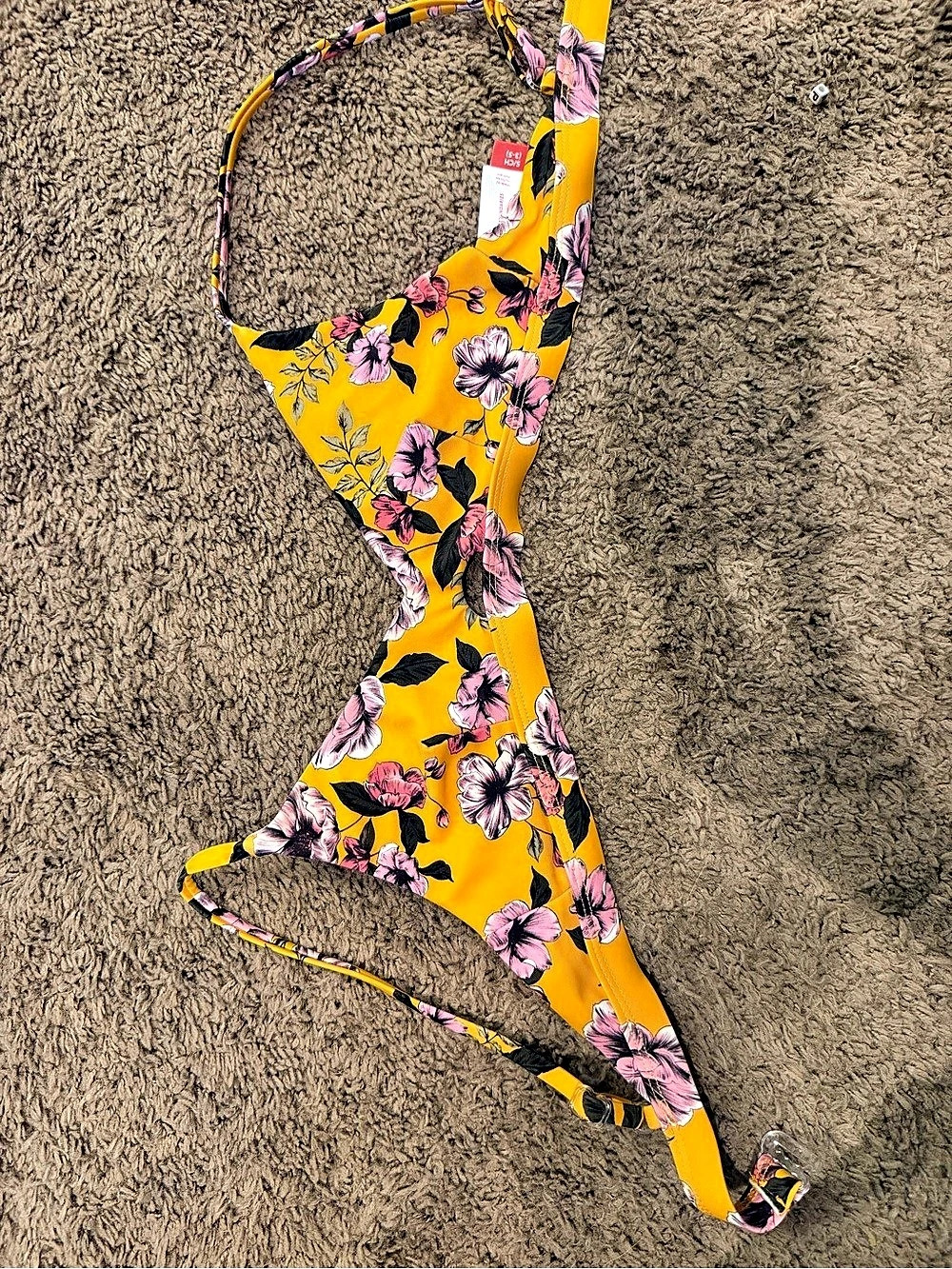 Floral Bikini Top in Yellow & Pink Small Like New